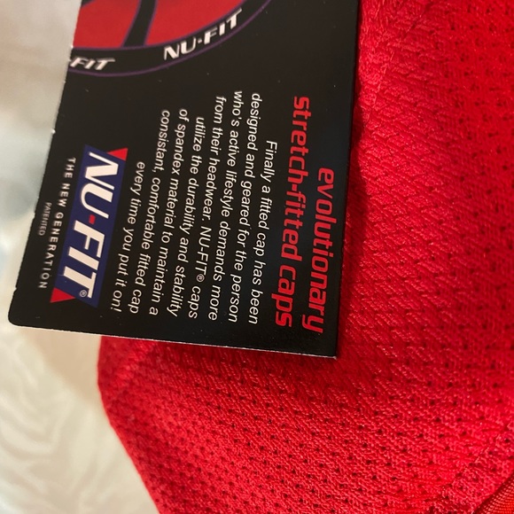 Nu-Fit Red Baseball Curved Satin Trimmed Visor hat - Picture 5 of 6